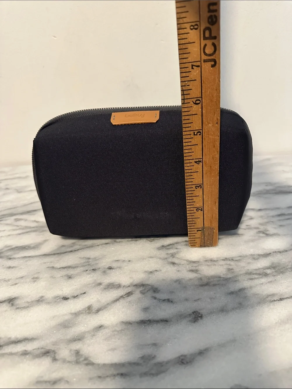 Bellroy Black Travel Organizer with Tan Leather Tab